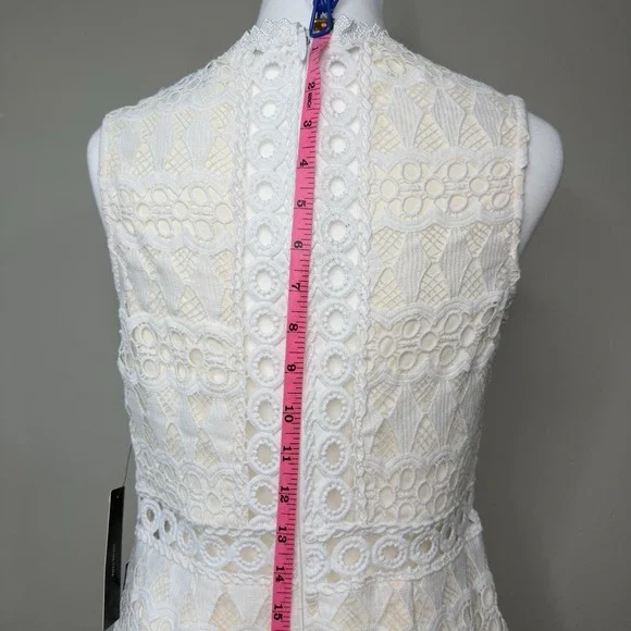 Lulus S Kenna White Crochet Lace Fringe Bachelorette Bodycon Dress Bridal Easter - Picture 9 of 12